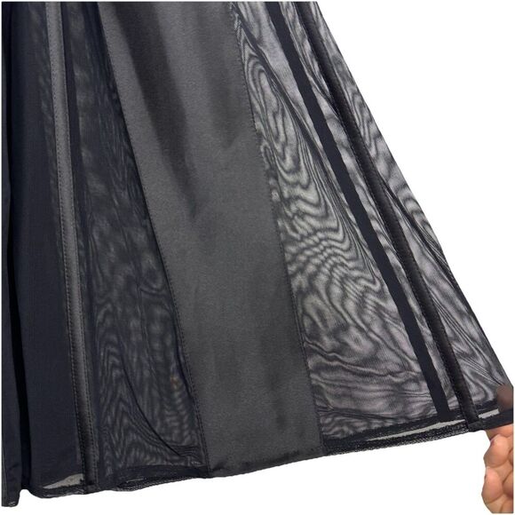 Vtg Tadashi Satin Sheer Maxi Skirt Size 10 Formal Flare Bottom Goth Vamp Witchy - Picture 5 of 11